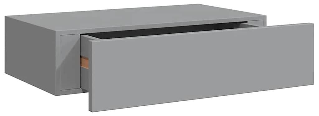 vidaXL Nástenná polica so zásuvkou Sivá 40x23,5x10 cm MDF Obrázok produktu 