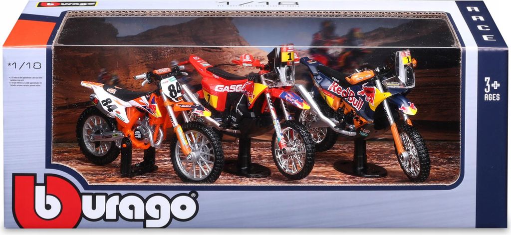Set Moto Red Bull Ktm Factory Racing 1:18 Bburago 18-51113 Immagine del prodotto 