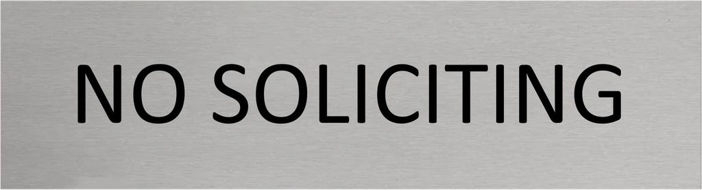 CombiCraft Aluminium Türschild No Soliciting 165x45mm mit 3M-Tape zur Befestigung, einfache Kennzeichnung von Räumen und Bereichen