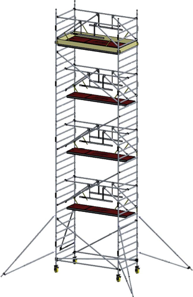 Alu Fahrgerüst Mod. E neue Norm SAFE - Breite: 1,30 m - Gerüstl.: 1,80 m, Arbeitsh.: 10,30 m
