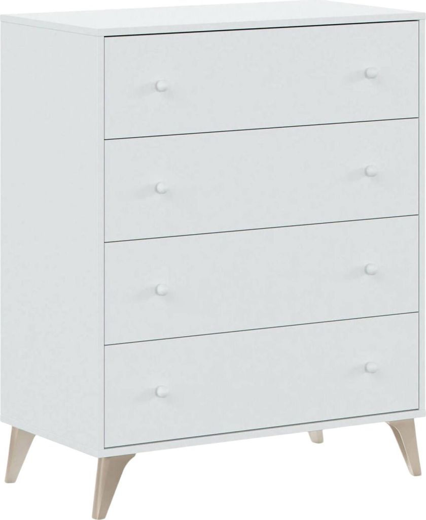 Schubladenschrank Denver, Kommode mit 4 Schubladen, Kommode für Schlafzimmer, Moderne Kommode, 78x40h95 cm, Weiß