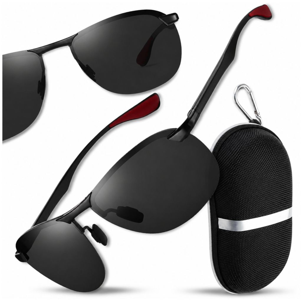 Lunettes de soleil polarisées pour hommes, noires, monture Image du produit 