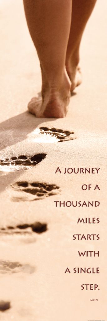 Motivation Kunstdruck Bild - A Journey Of A Thousand Miles Starts With A Single Step (158 x 53 cm)