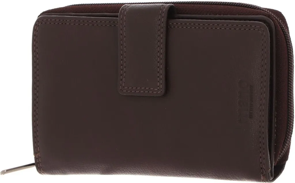 Portefeuille Mano Donna Giulia en Cuir Marron Foncé avec Zip Intégral