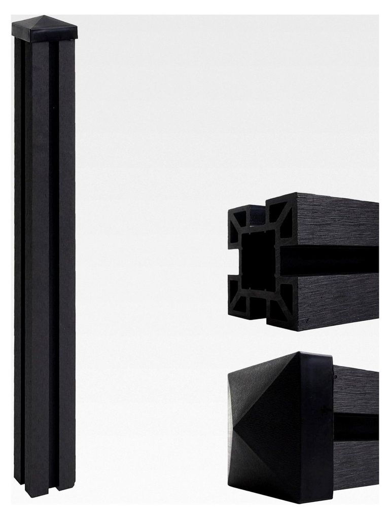 WPC-Pfosten für Sarthe-WPC-Zaun, Pfeiler, Stecksystem - 98 cm, anthrazit