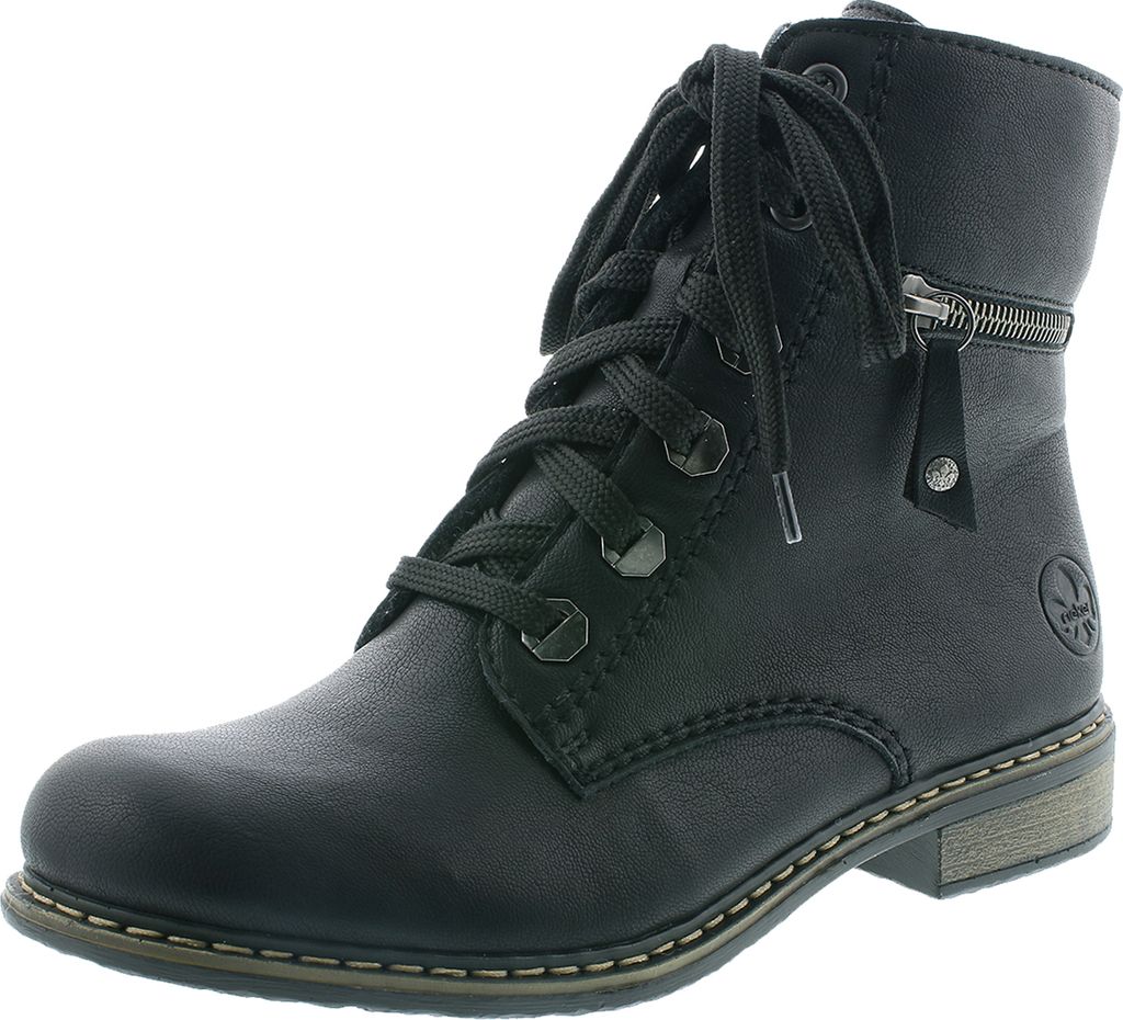 Rieker Damen Schnürboots Stiefeletten Reißverschluss 71208-00, Größe:40 EU, Farbe:Schwarz