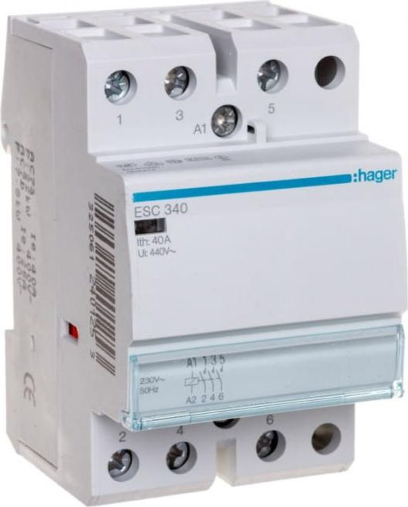 Contattore di installazione Hager 40A 3S 230V ESC340 Immagine del prodotto 
