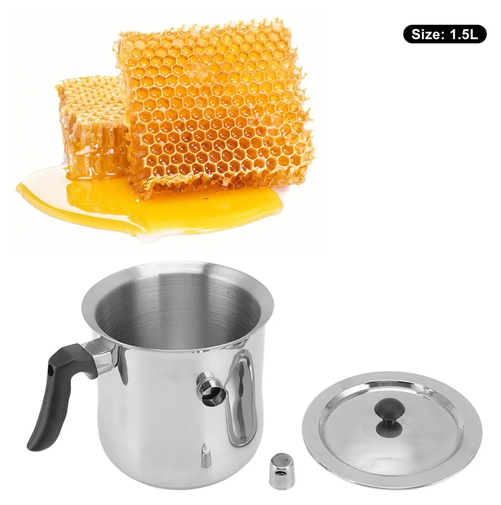 Fondoir à cire d'abeille 1,5 L inox résistant pour création de bougies