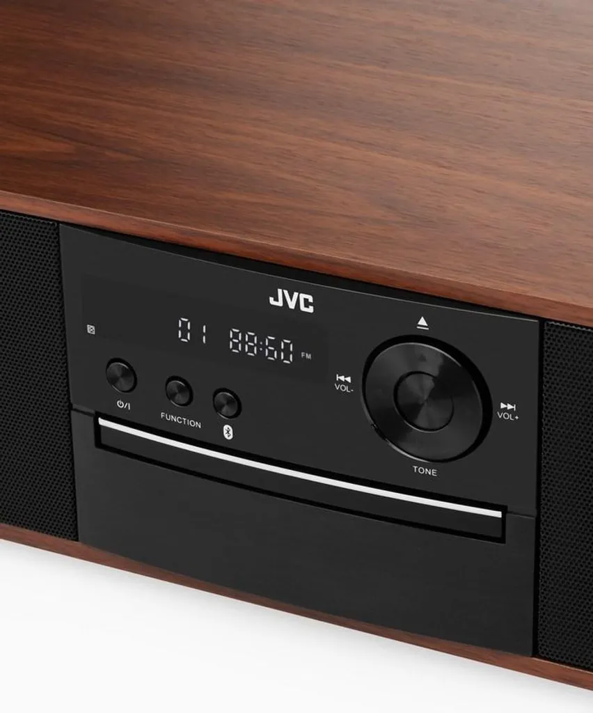 Mini Tour JVC RD-E761 Design Bois avec Bluetooth et Puissance Stéréo Pure