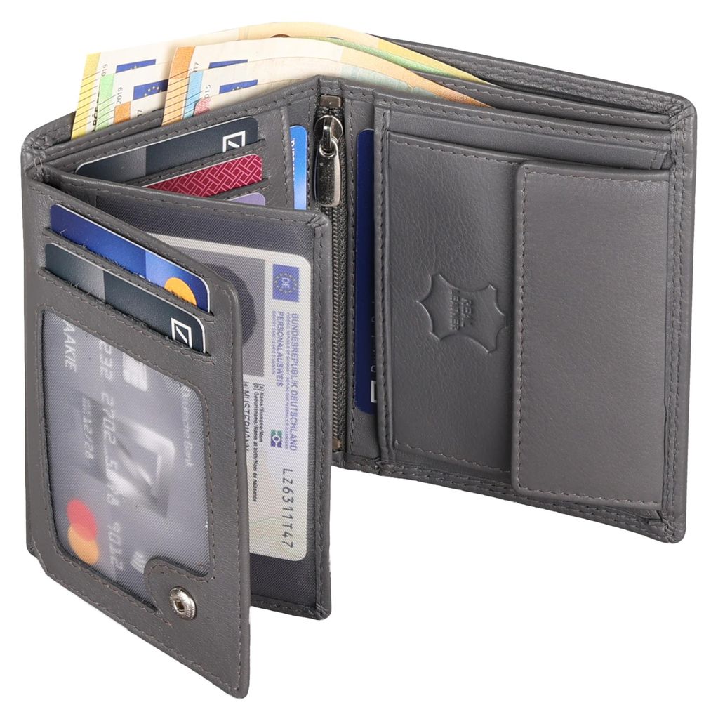 Leder Geldbörse Herren Portemonnaie RFID Hochformat Produktbild 