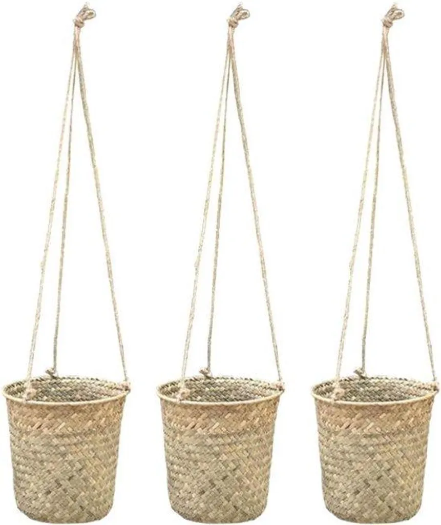 Jardinière en algues tressées avec poignée pour herbes aromatiques