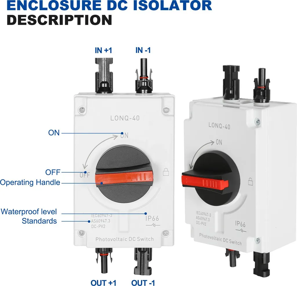 Sectionneur PV DC 32A 1200V IP66 avec connecteurs MC4 - Version de base
