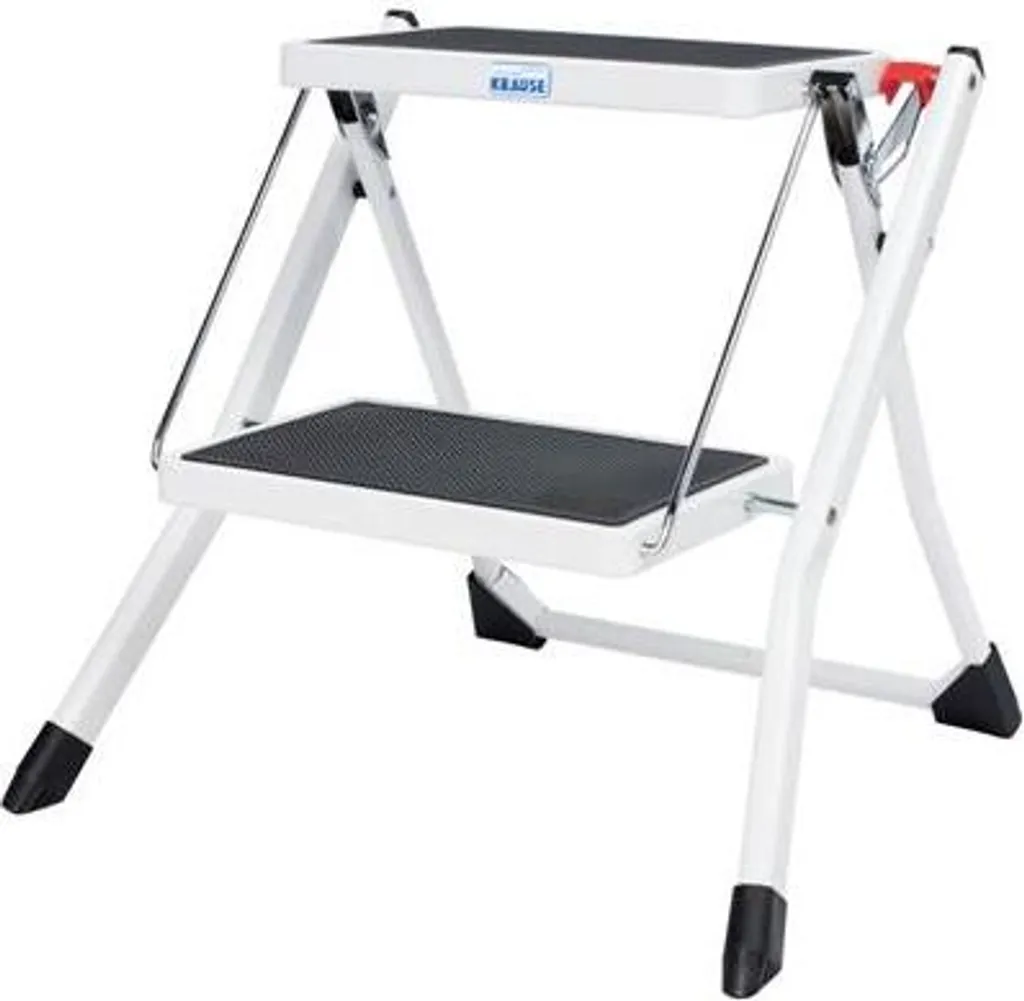 Escabeau acier blanc 2 marches larges Picoly KRAUSE 130983 antidérapant