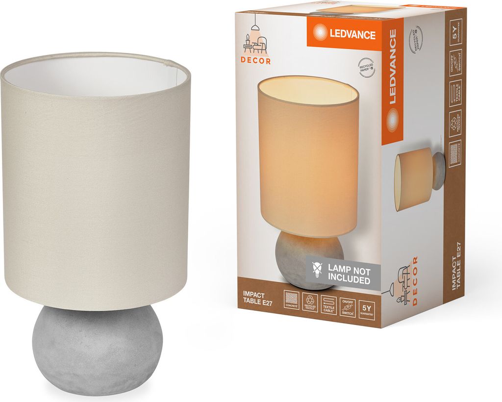 Ledvance Tischleuchte Decor Impact Table beige/grau max. Image du produit 