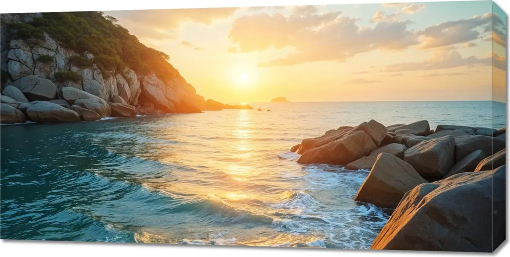 Quadro 100x50 cm Panorama Baia su Tela - Decorazione Parete Moderna