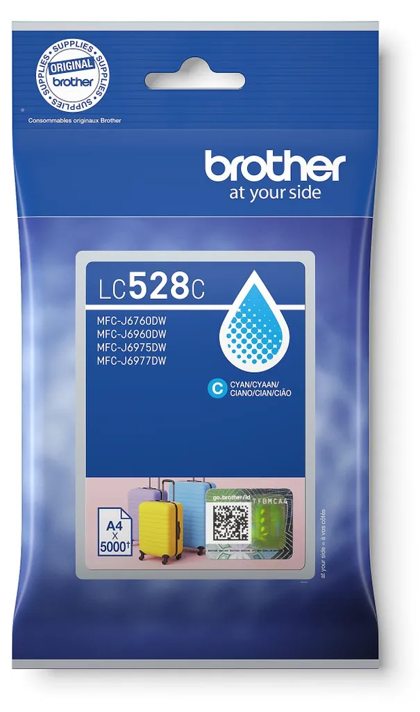 Brother LC528XLC Cartouche d'Encre Cyan Pigmentée Très Haut Rendement 10k