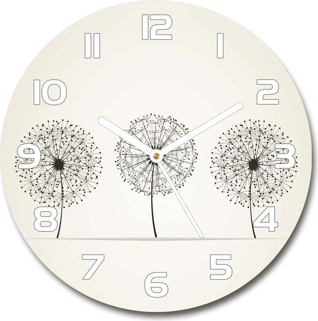Wanduhr aus Glas 30fi Glasbild Glasuhr Gehärtetes Glas - weisse-zeiger - dandelions
