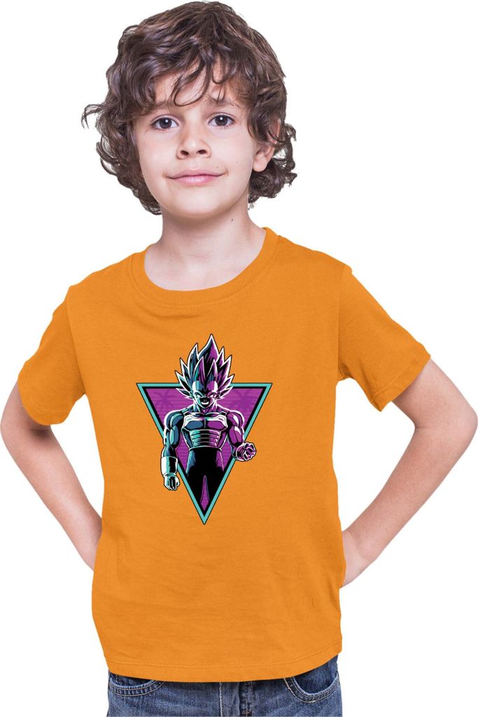 Kinder T-Shirt Dragon Anime Manga Ball Z Retro Vegeta 01, 9-11 Jahr - 140 / Orange