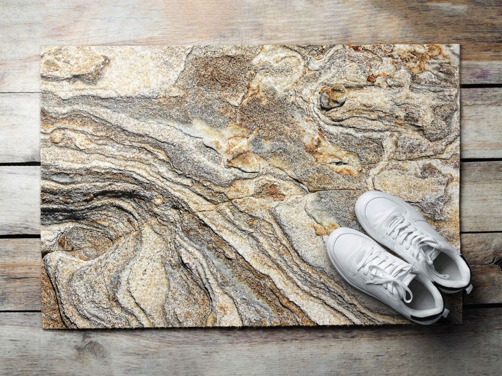 Fußmatte Aussen - Schuhmatte Haustür- Schmutzfangmatte Türvorleger - Outdoor Teppich Schmutzfänger - 60x40 cm - Marmor