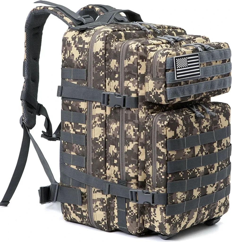 Sac à dos tactique étanche 45L avec système MOLLE pour matériel de survie