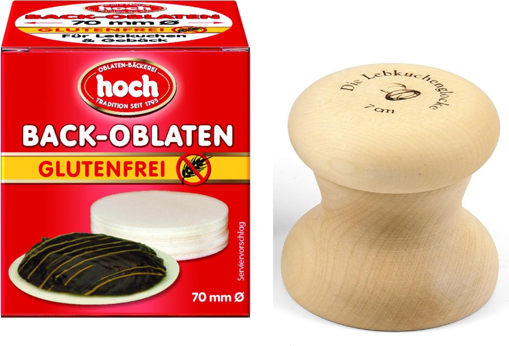 Lebkuchenglocke | Das Original | Lebkuchenformer Starter-Set 7 cm | inkl. glutenfreie Oblaten | idealer Helfer zum Backen von perfekten Lebkuchen, ...