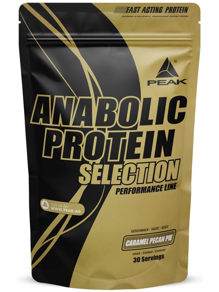 Anabolic Protein Selection - 900g : Caramel Pecan Pie I Mehrkomponenten Protein I Zugesetztes L-Leucin I Muskelaufbau