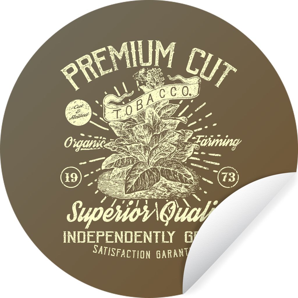 MuchoWow Runde Wandtattoo - Wandsticker Tapete Aufkleber Tabak - Blätter - Retro Ø 100 cm Selbstklebend und Repositionierbar - Wandaufkleber - ...