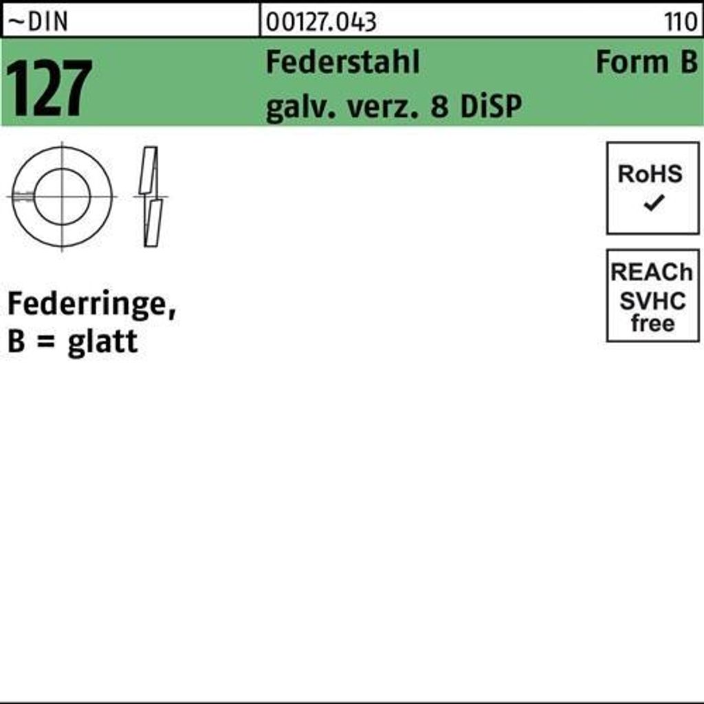 Reyher Federringe DIN 127 FederSt. B 12 Zn8 DiSP (500 Stück)