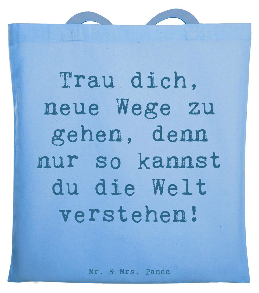 Mr. & Mrs. Panda Schultasche Spruch Unbekannte Orte erkunden - Sky Blue - Geschenk, Mut, Vertrauem, dokumententasche, Hoffnung, handgefertigte Prod...
