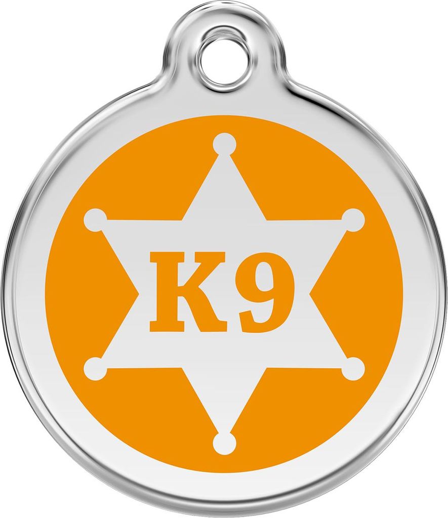 RedDingo Hundemarke mit individueller Gravur K9 Sheriff orange, Größe: L