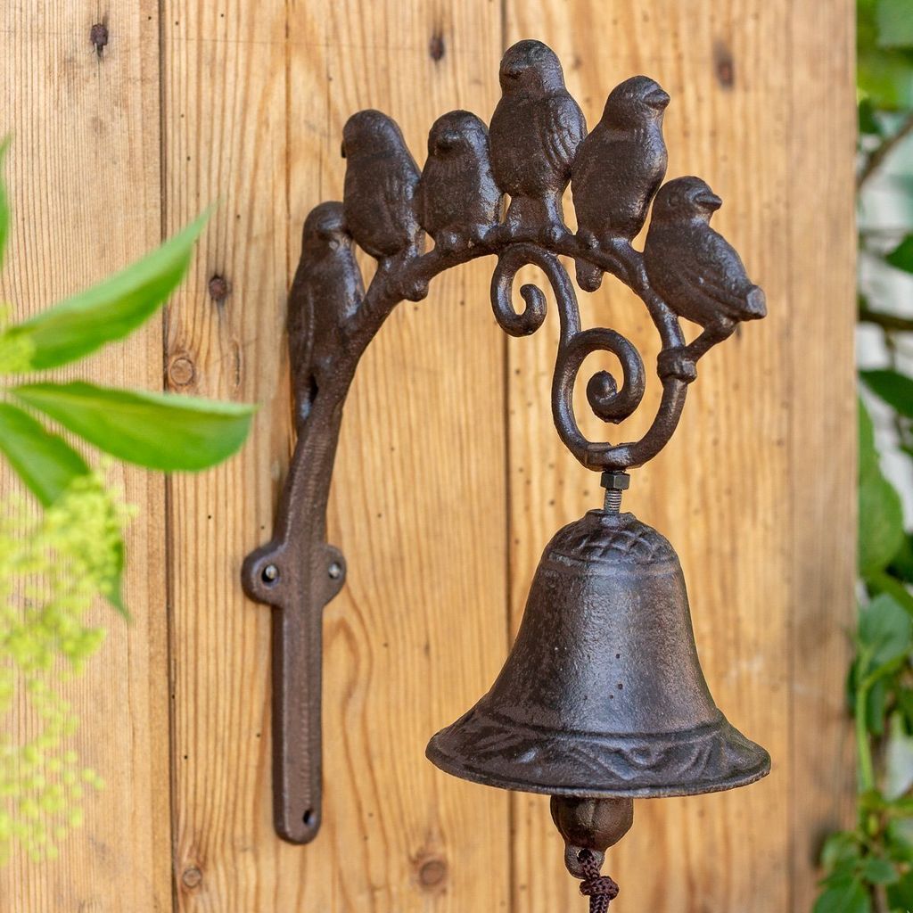Gartenglocke mit Vögel, Glocke im Landhausstil, Türglöckchen mit Vögelchen