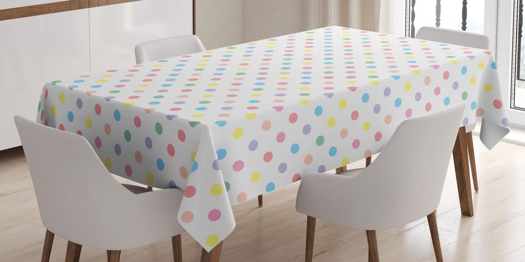 ABAKUHAUS Punktmuster Tischdecke, Pastellfarben-Blots Angeordnet Gleichmäßig Girly Feminine Vintage Baby Shower Konzept, 140 x 200 cm, Mehrfarbig