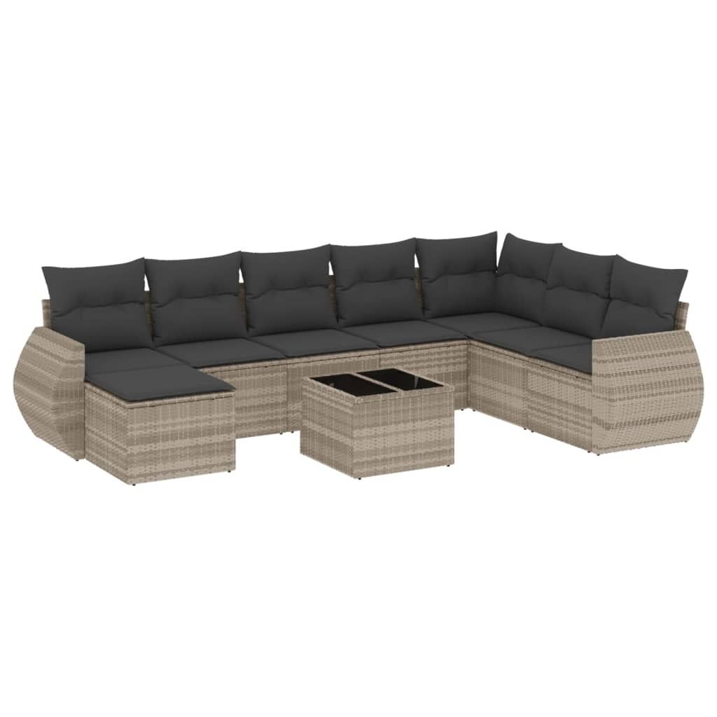 "WINTER SALE" 9-tlg. Garten-Lounge-Set - elegantes Design - Sitzgruppe/Gartengarnitur - mit Kissen Hellgrau Poly Rattan - Terassenmöbel NeuMöbel2...