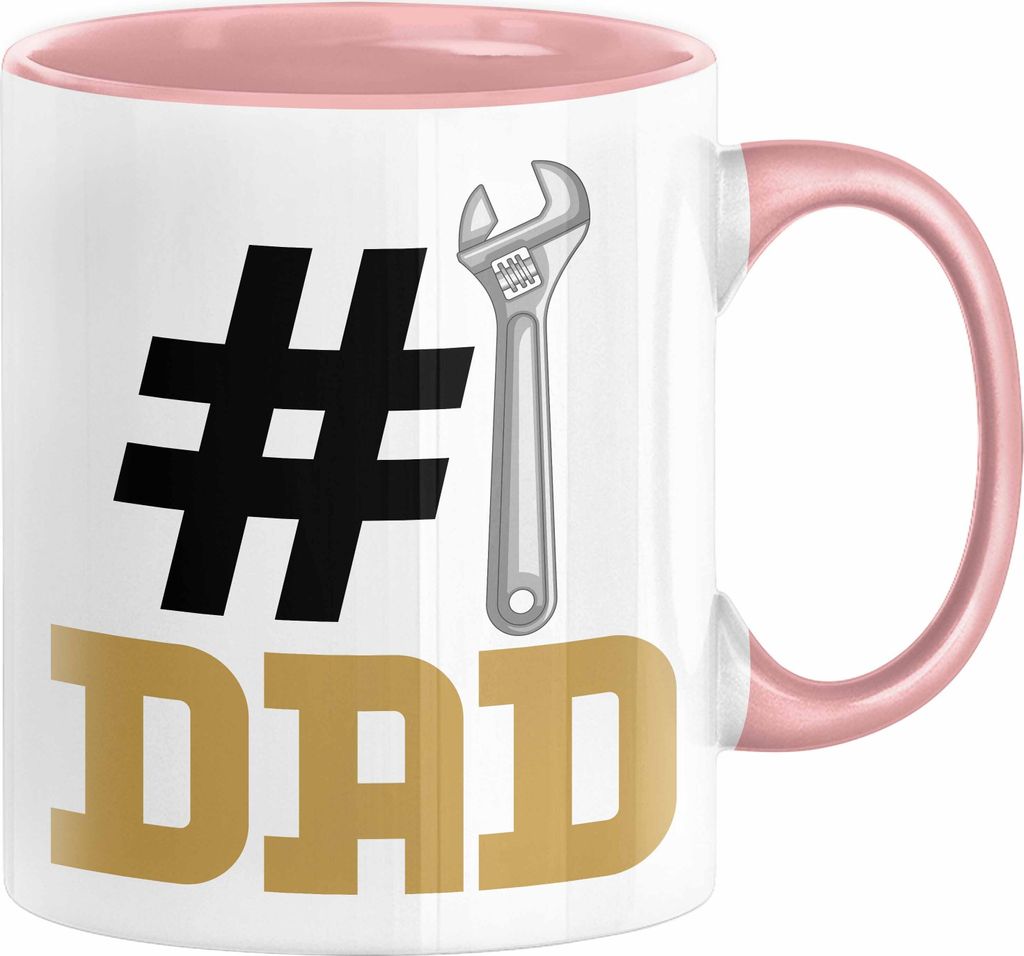 Nummer 1 Dad Vater Tasse Geschenk Klempner Papa Geschenkidee Bester Papa Der Welt Vatertag Lustige Geschenkidee (Rosa)