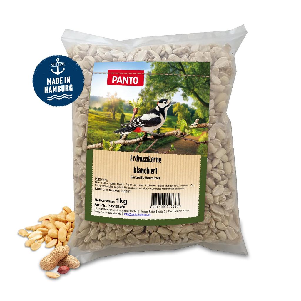 PANTO Erdnusskerne blanchiert 1 kg - für Wildvögel Produktbild 