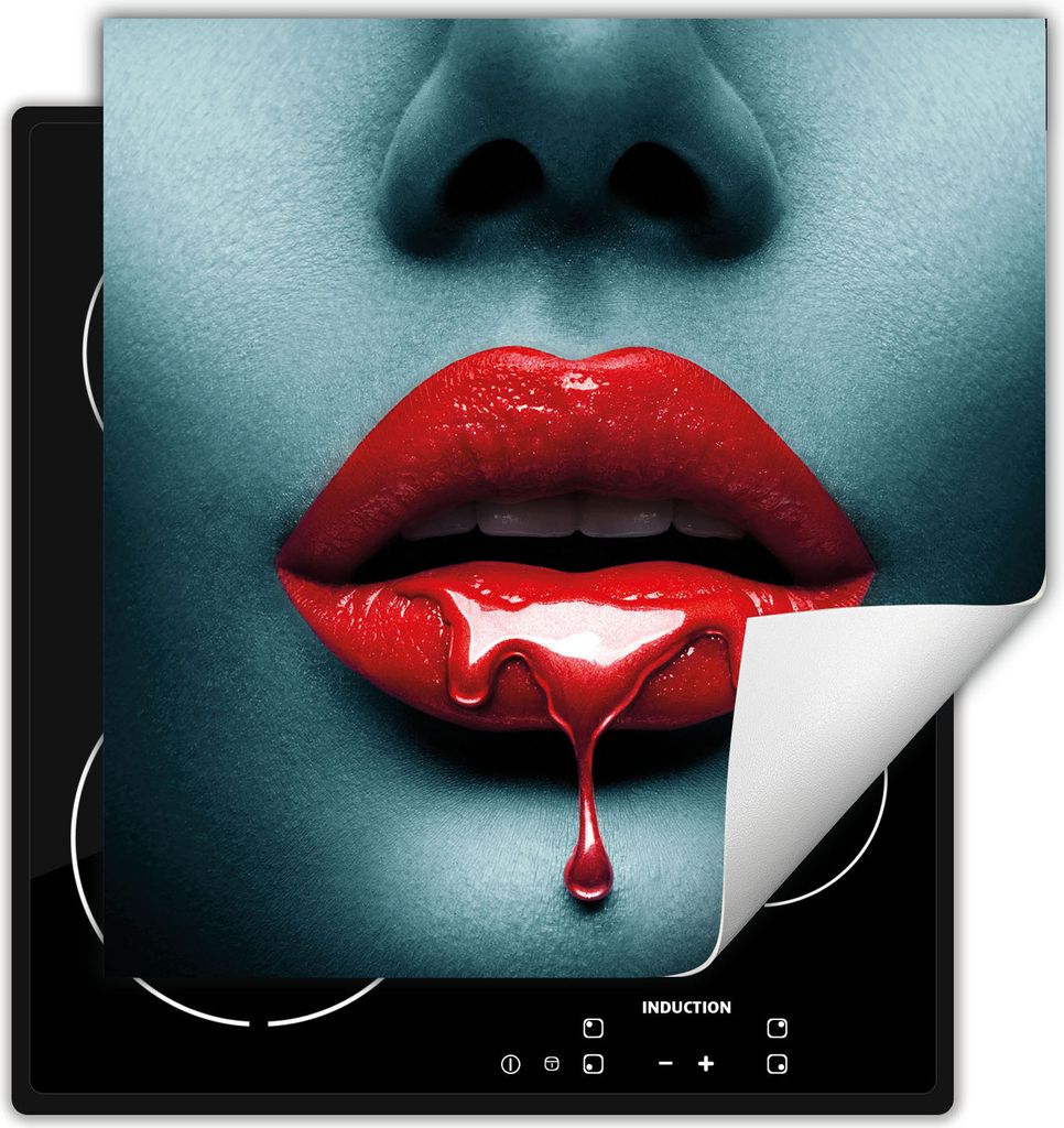 DarHaus Herdabdeckplatte 50x52 cm Anti Rutsch Matte Aufrollbar, rot - Mund