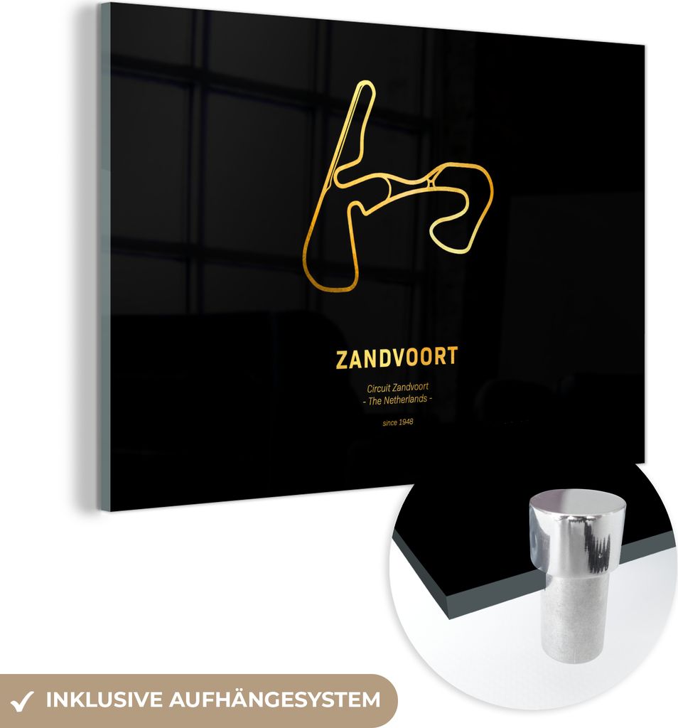 MuchoWow Glasbilder - Bilder auf Wandbild - Foto auf Glas F1 - Zandvoort - Rennstrecke 90x60 cm Wanddekoration aus Glas - Acrylglasbild - Acrylbild...
