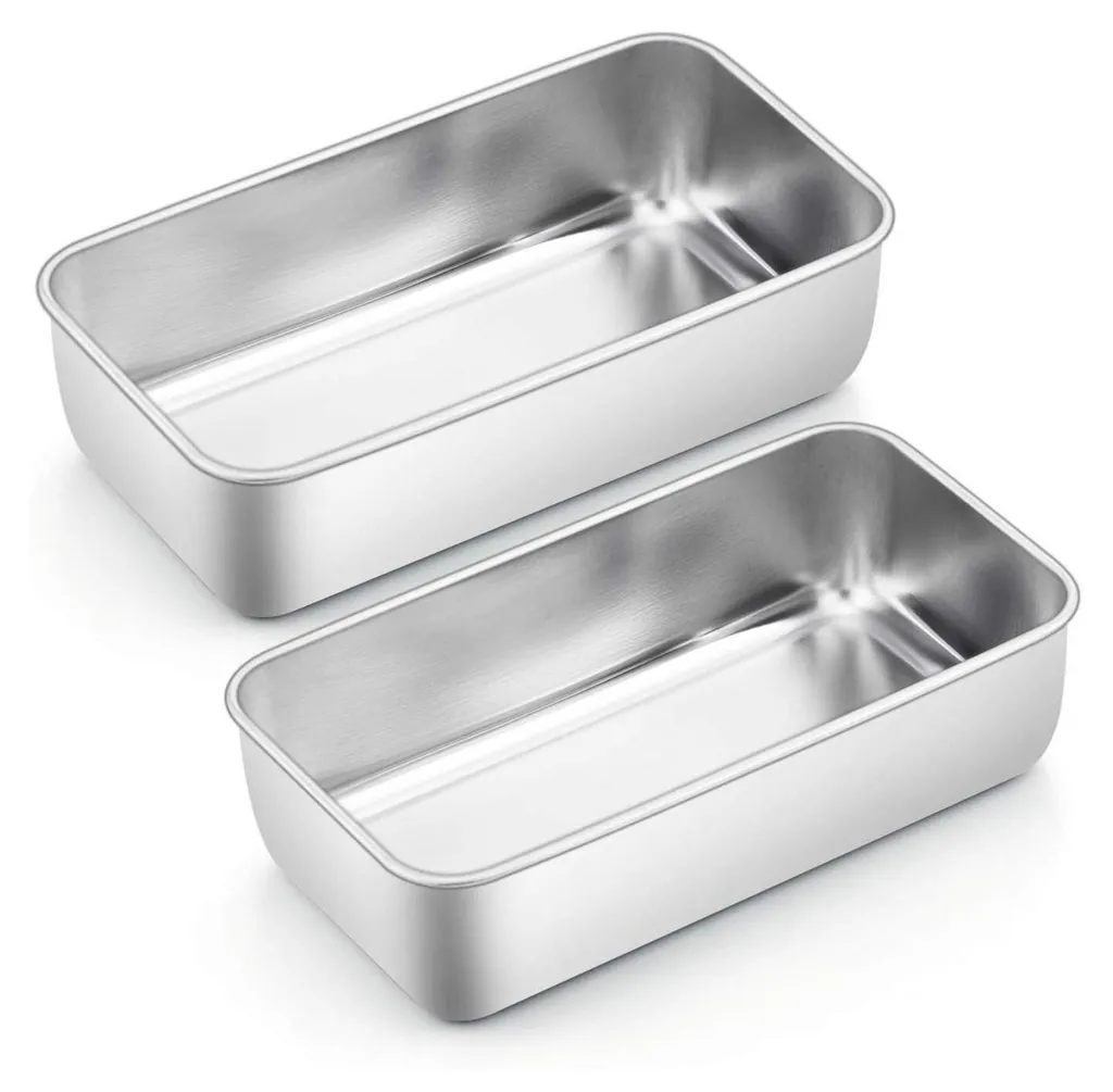AEIAO Teglia Rettangolare in Acciaio Inox, Set di 2 Teglie da Forno