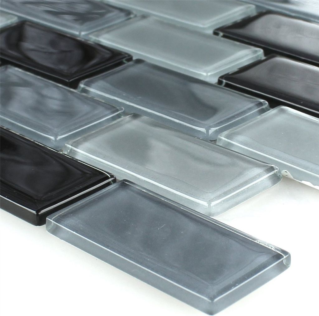 Glasmosaik Fliesen Schwarz Mix 25x50x4mm Produktbild 
