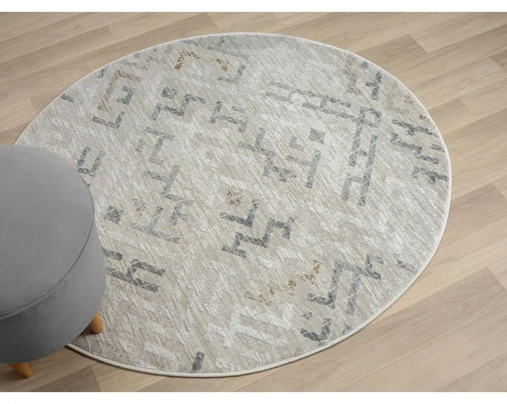 Tapis rond 120 cm crème My Type CA60006 : texture douce et durable