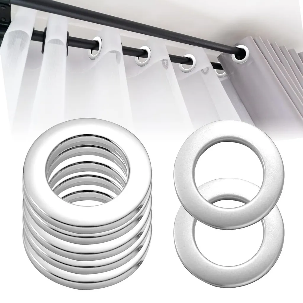 Anneaux de Rideaux de Douche Argentés - Lot de 20 Œillets Plastique 33mm