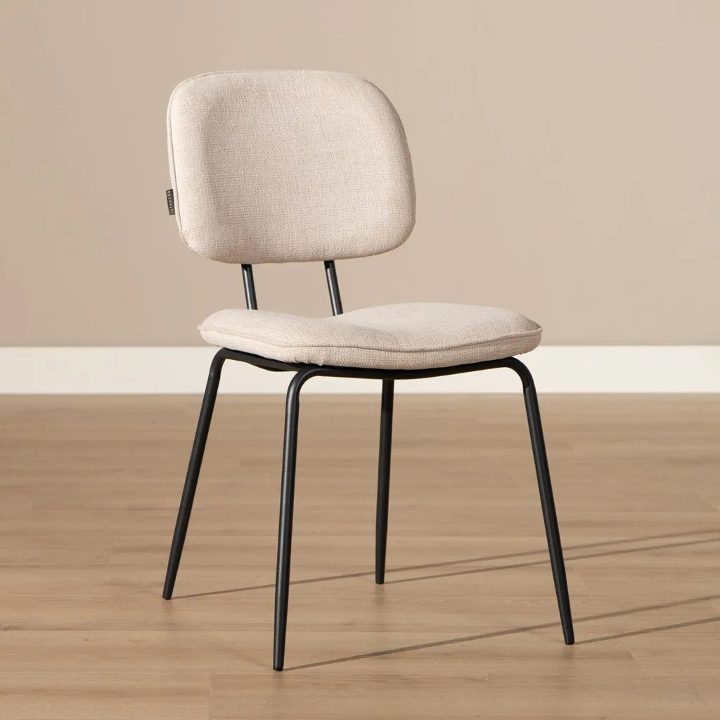 Chaise de salle à manger beige en textile recyclé pour intérieur cosy