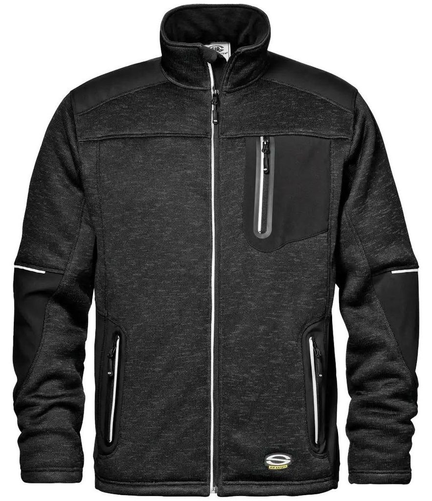 Sir Safety Fighter Warnschutz-Sweatshirt Herren winddicht mit Softshell-Einsätzen Klasse 2, XXL, MELANGE SCHWARZ