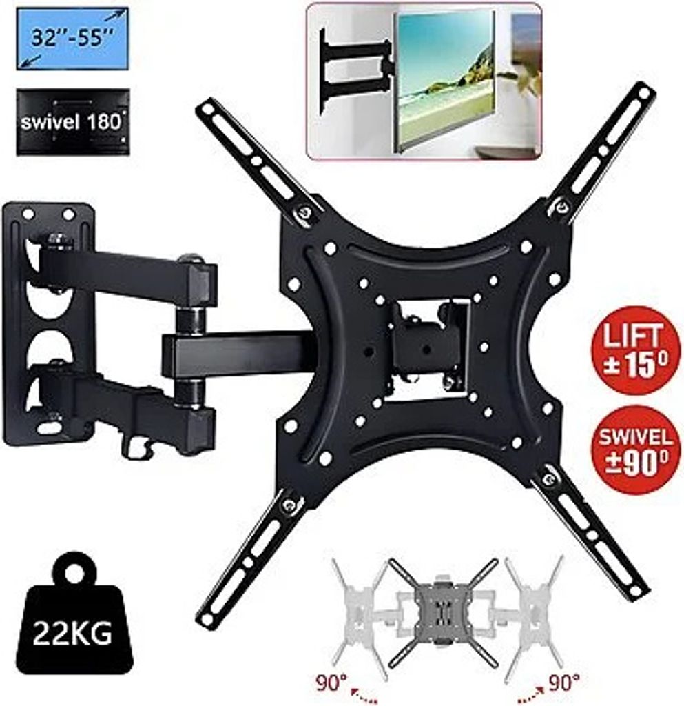 AIORBER TV Wandhalterung, Wandhalterung, neigbar schwenkbar, 32-55 Zoll,TV Fernseher Wandhalter, schwenkbar 180°, für Wohnzimmer, Schlafzimmer,Sc...