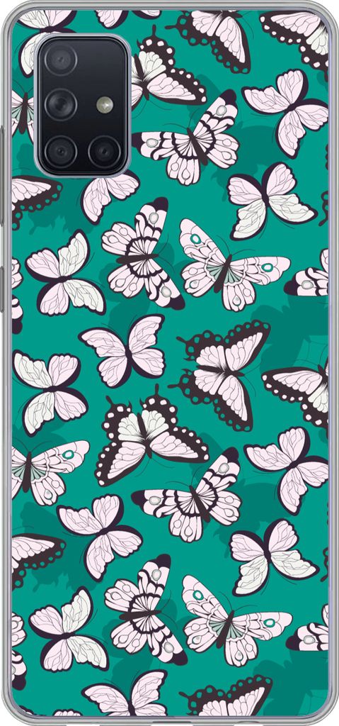 MuchoWow Handyhülle Schutzhülle Hülle für Telefoonhoesje Samsung Galaxy A71 Mädchen - Schmetterling - Tiere - Muster - Mädchen - Kinder - K...