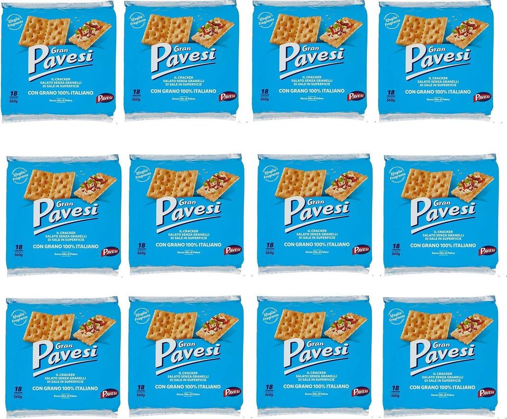 12x Gran Pavesi Crackers ungesalzen 560g kekse gebäck