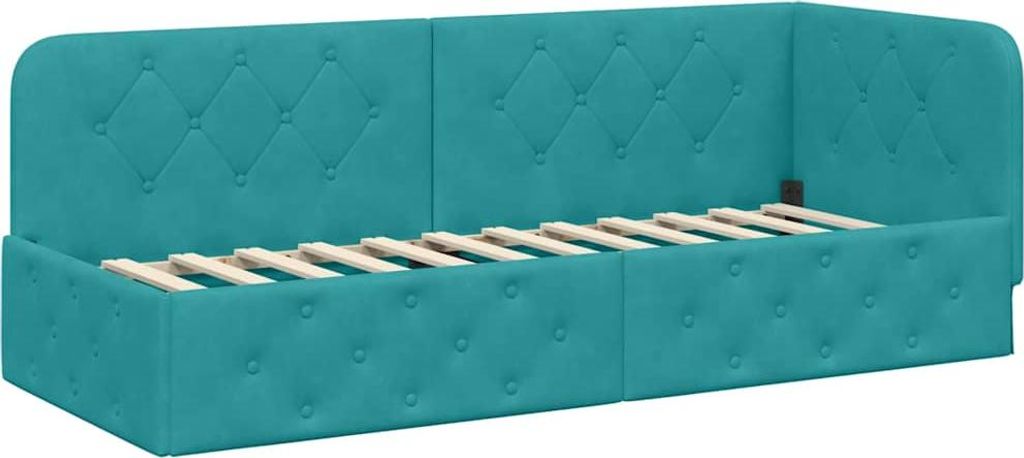 vidaXL Eckbettgestell Türkis 80 x 200 cm Samt