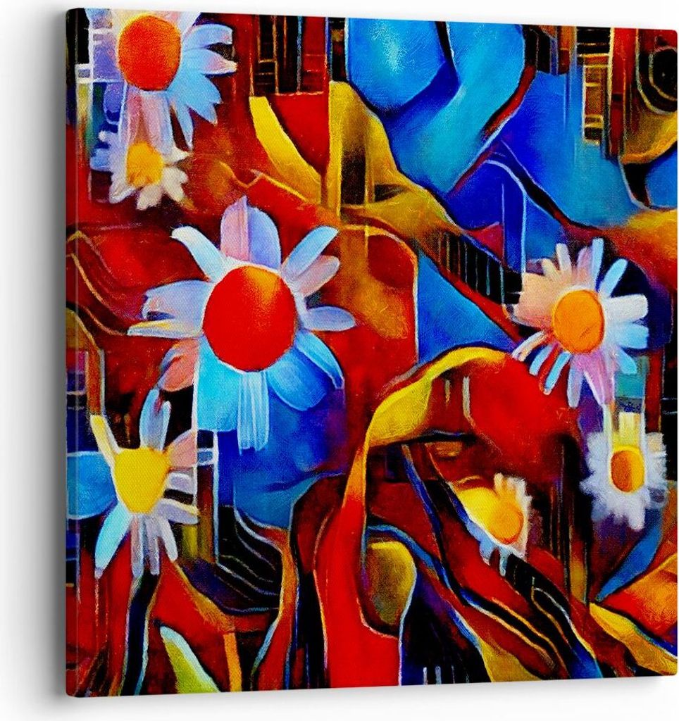 Bild auf Leinwand - Leinwandbild - Blume Abstraktion - 40x40cm - Wand Bild - Wanddeko - Wandbilder - Leinwanddruck - Bilder - Kunstdruck - Wanddeko...