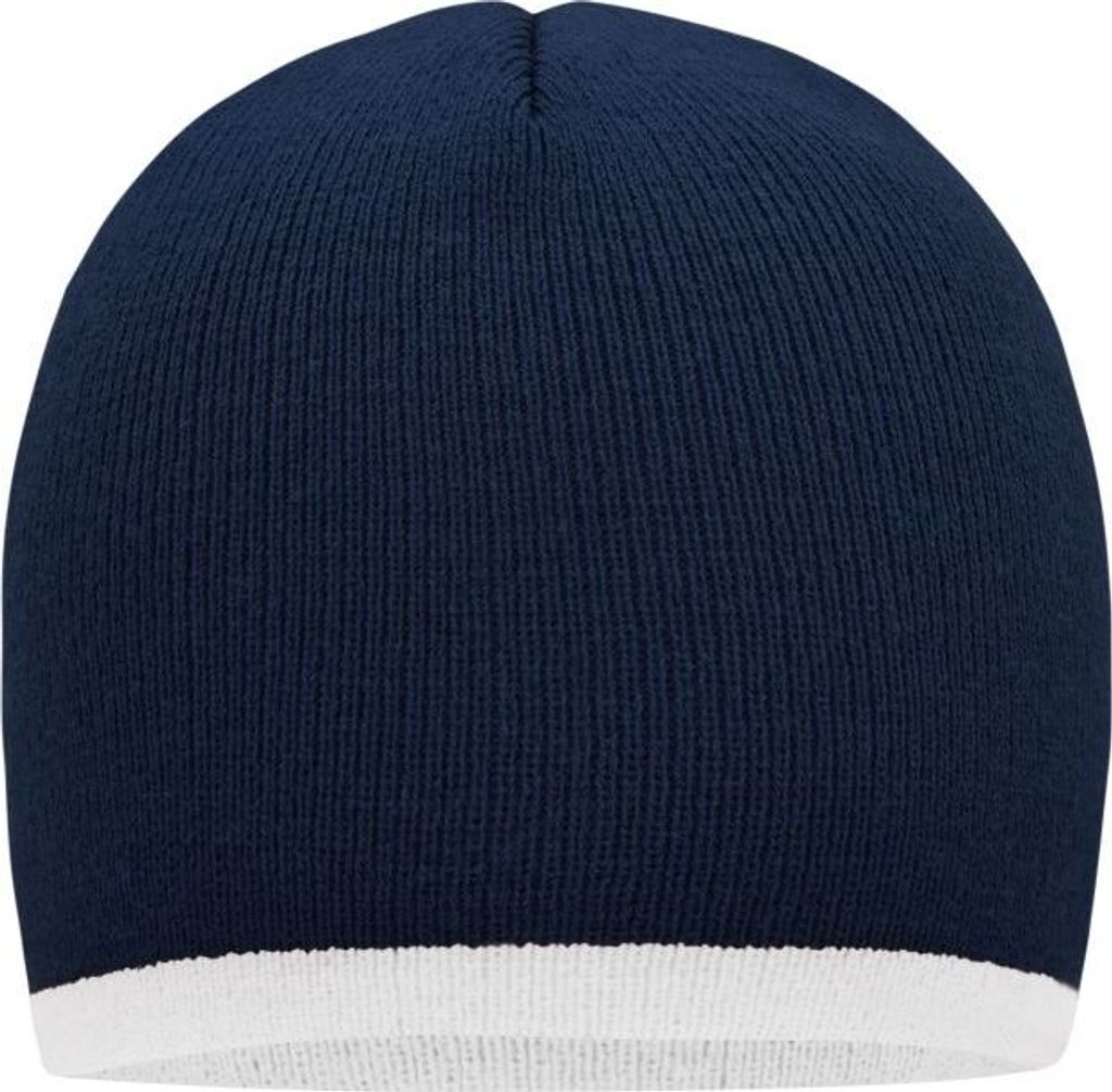Enganliegende Strickmütze ohne Umschlag navy/white, Gr. one Produktbild 