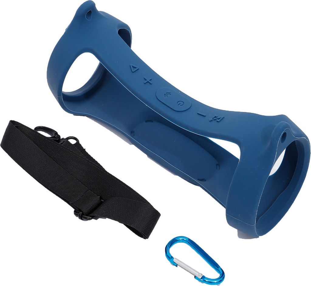 3pcs/Set tragbarer drahtloser Bluetooth-kompatibler Lautsprecher Silikon-Schutzhülle mit Riemen Carabiner für JBL Ladung 4-Navy blau